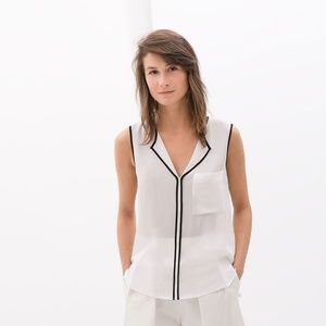 Zara Sleevless Top with Black Trim Edging